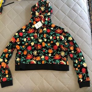 Zara large floral embroidered hoodie.  NWT